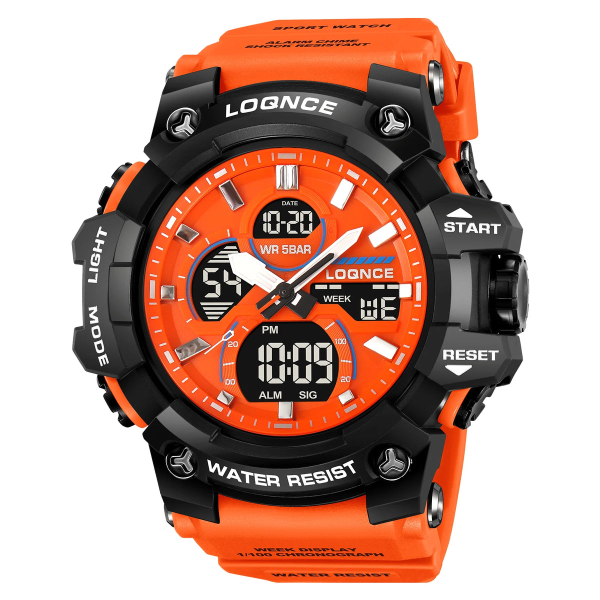 Fashion LOQNCE 98007 Men's Watch 5ATM Waterproof Watches for Men High Quality Dual Movement Multifunctional Electronics Watch