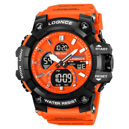 Fashion LOQNCE 98007 Men's Watch 5ATM Waterproof Watches for Men High Quality Dual Movement Multifunctional Electronics Watch