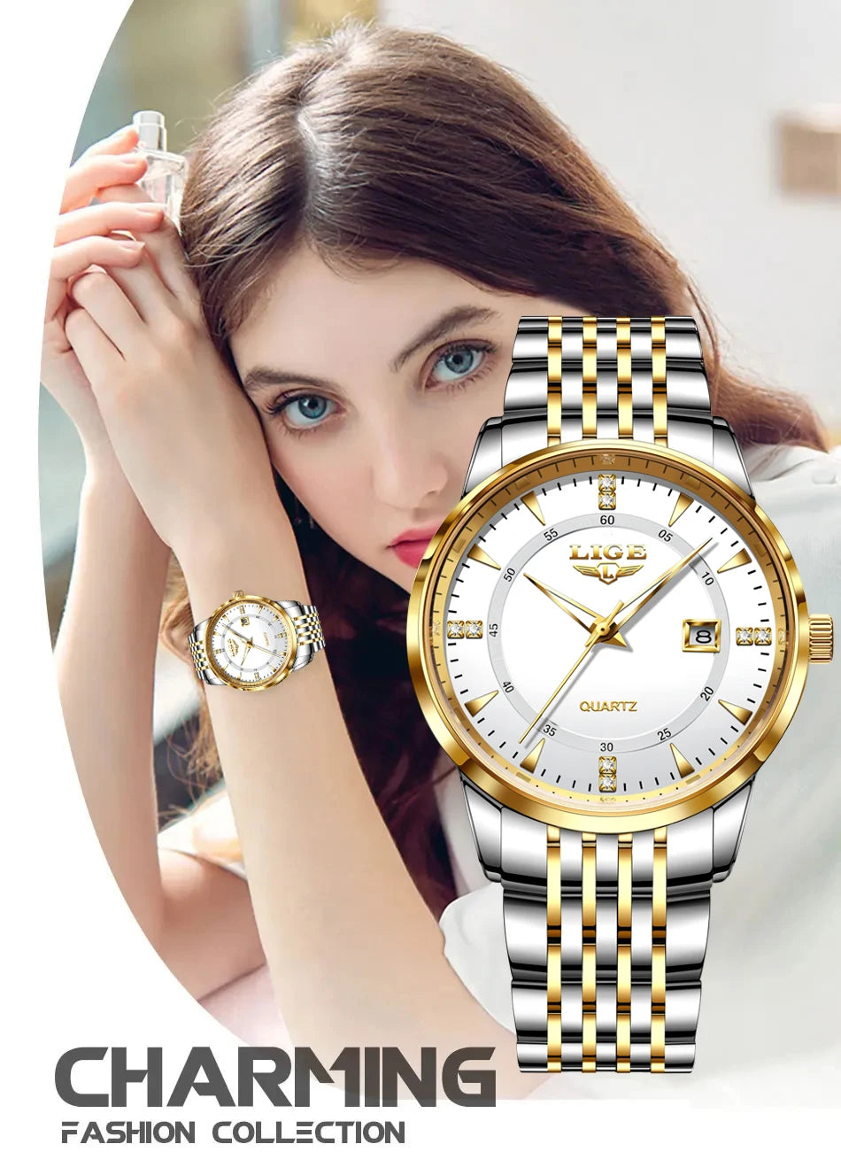 LIGE New Waterproof Watches Women Fashion Women's Bracelet Watch Top Brand Luxury Date Quartz Watch for Women Relogio Feminino