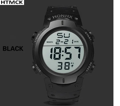 Men's LED Digital Sports Watch Multi‑Function Rubber Strap Electronic Wristwatch Fitness Sport Timekeeping Watch forDailyOutdoor