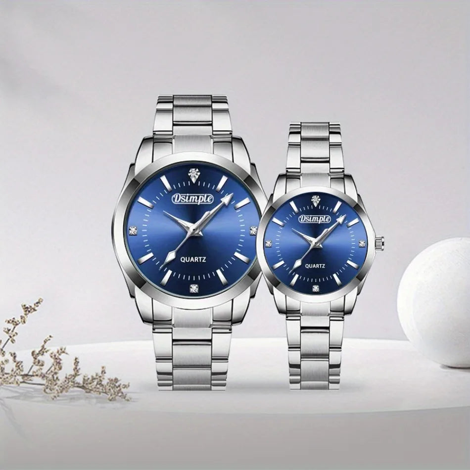 2pcs/set Couple Watch, Luxurious Stainless Steel Couple's Wristwatches,Quartz Watches,Valentine's Day Gifts, Women Gift