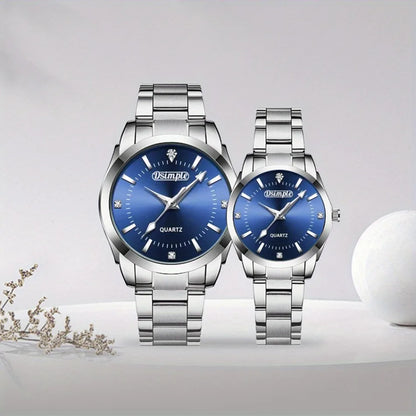 2pcs/set Couple Watch, Luxurious Stainless Steel Couple's Wristwatches,Quartz Watches,Valentine's Day Gifts, Women Gift
