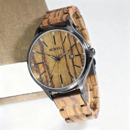 Men's Handmade Wooden Wrist Watch Fashion Minimalist Slim Analog Quartz Watch for Men