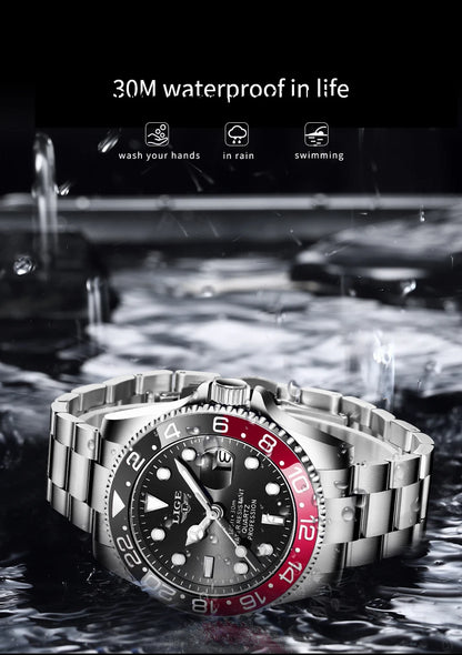 LIGE Fashion Luxury Couple Watches Quartz Watches Waterproof Stainless Steel Watch Valentine Gift Love Watch Relogio Masculino