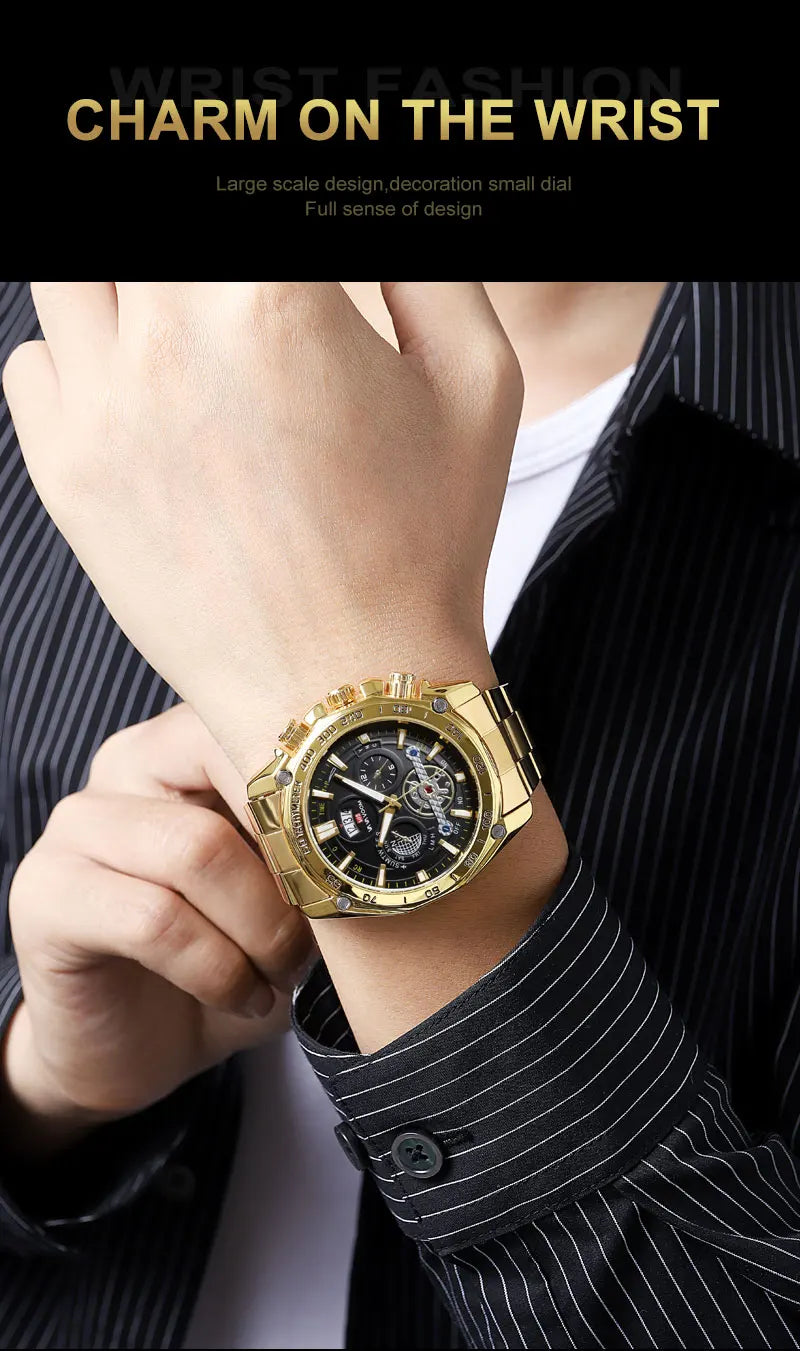 Relogio Masculino Top Brand Mens Luxury Business Watch Big Dial Stainless Steel Luminous Hands Clock Chic Waterproof Wristwatch