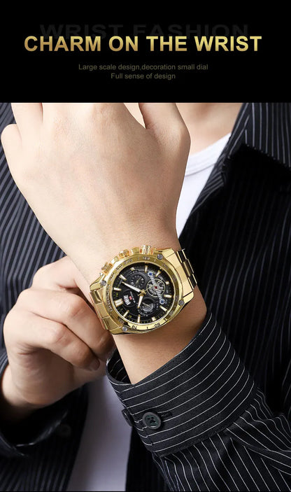 Relogio Masculino Top Brand Mens Luxury Business Watch Big Dial Stainless Steel Luminous Hands Clock Chic Waterproof Wristwatch