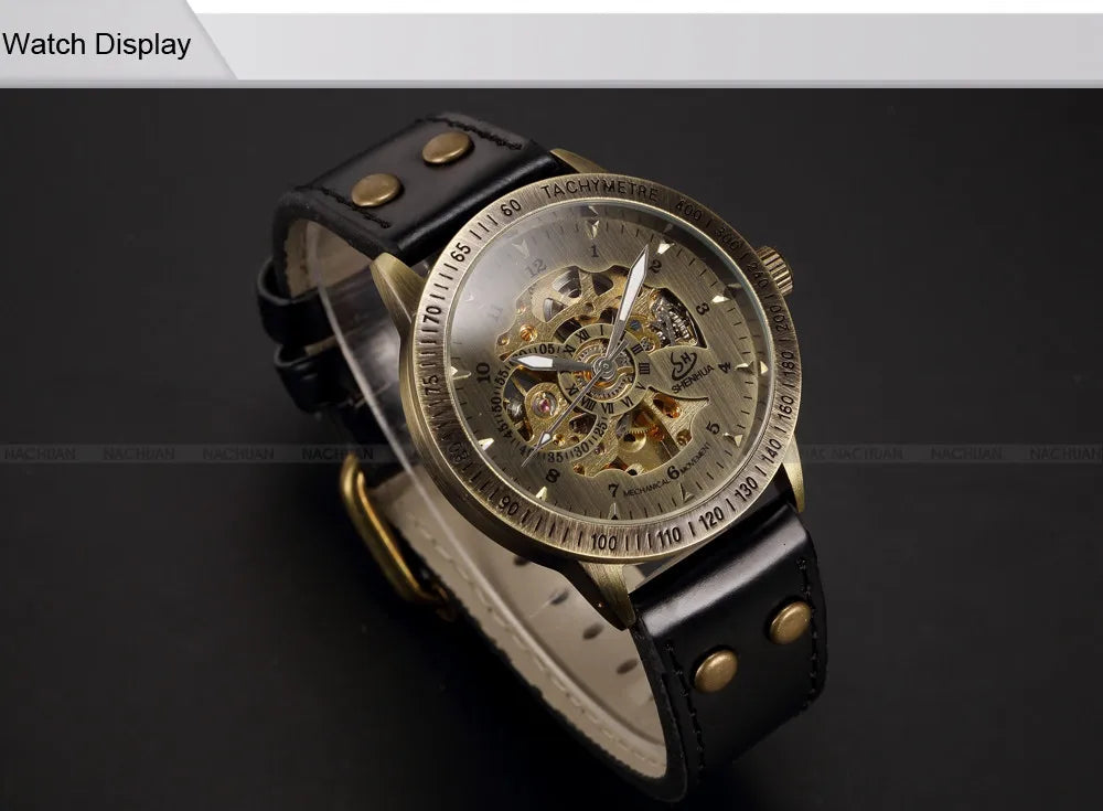 Wrist Watch For Men Waterproof Automatic Mechanical Watch Men's watch Retro montre homme with Genuine Leather relogio masculino