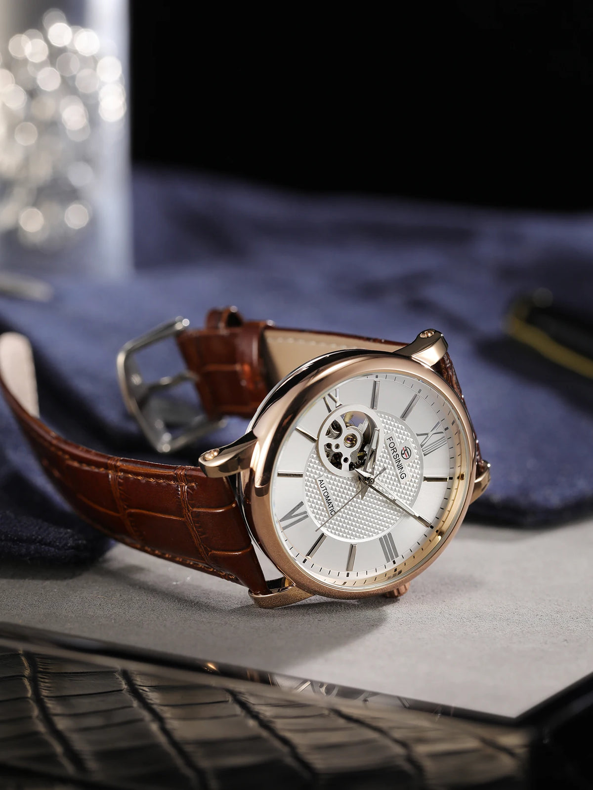 Fashion Mechanical Watch for Men Green Skeleton Dial Business Automatic Mens Watches Top Brand Luxury Forsining Wristwatches New