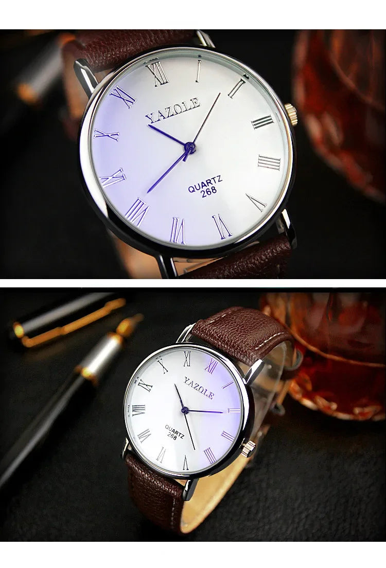 Fashion Wrist Watches for Men Top Brand Analog Men's Quartz Watches Leather Band Casual Business Men Watches Relogio Masculino