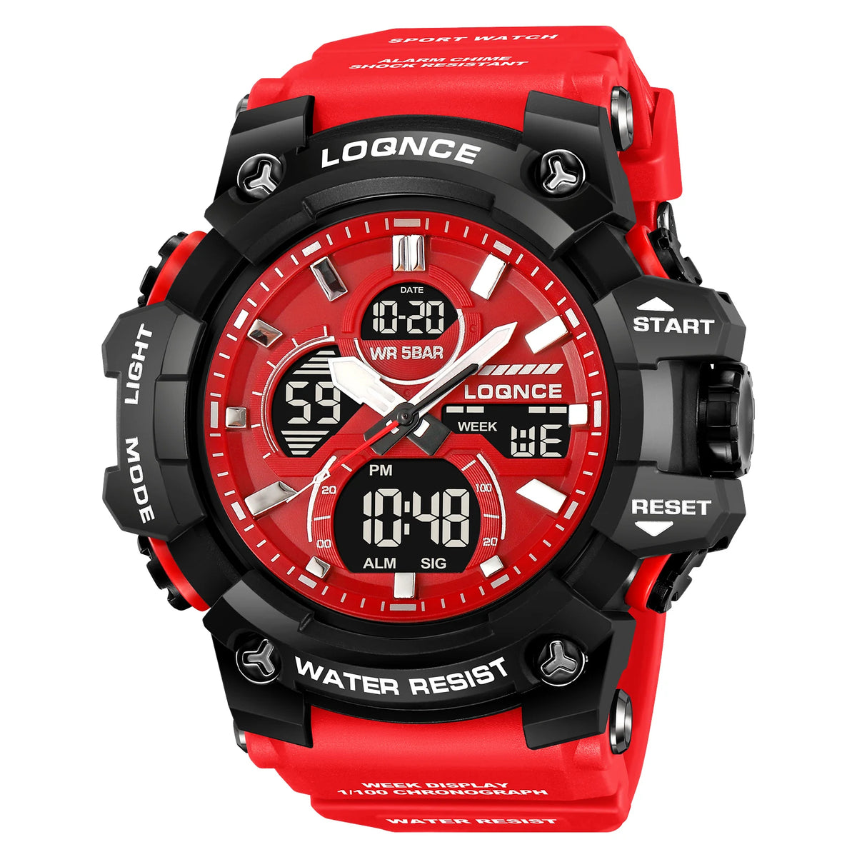 Fashion LOQNCE 98007 Men's Watch 5ATM Waterproof Watches for Men High Quality Dual Movement Multifunctional Electronics Watch