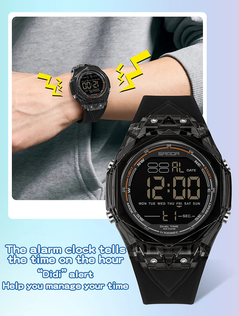 Fashion Women Digital Watches, LED Backlight Design Outdoors Sports Watch Waterproof, Countdown Date Multifunction Wrist watch