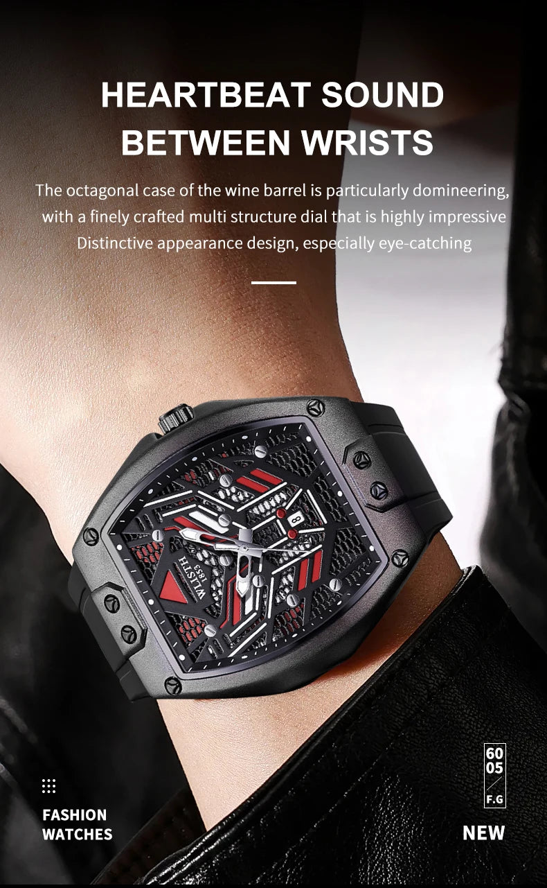 2025 Fashion Luxury Wine Barrel Shaped Watches for Man Quartz Wristwatch for Male Watch Luminous Waterproof Trendy Clock reloj