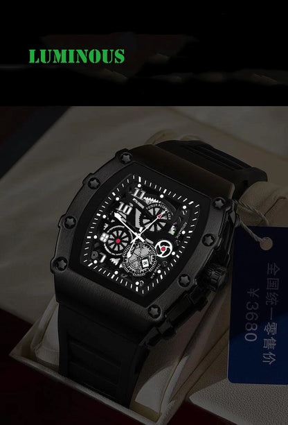 Men's Watch Sports Brand Fashion Trend Fully Automatic Quartz Wristwatch Hollow Waterproof Black Warrior Male Clock Watches