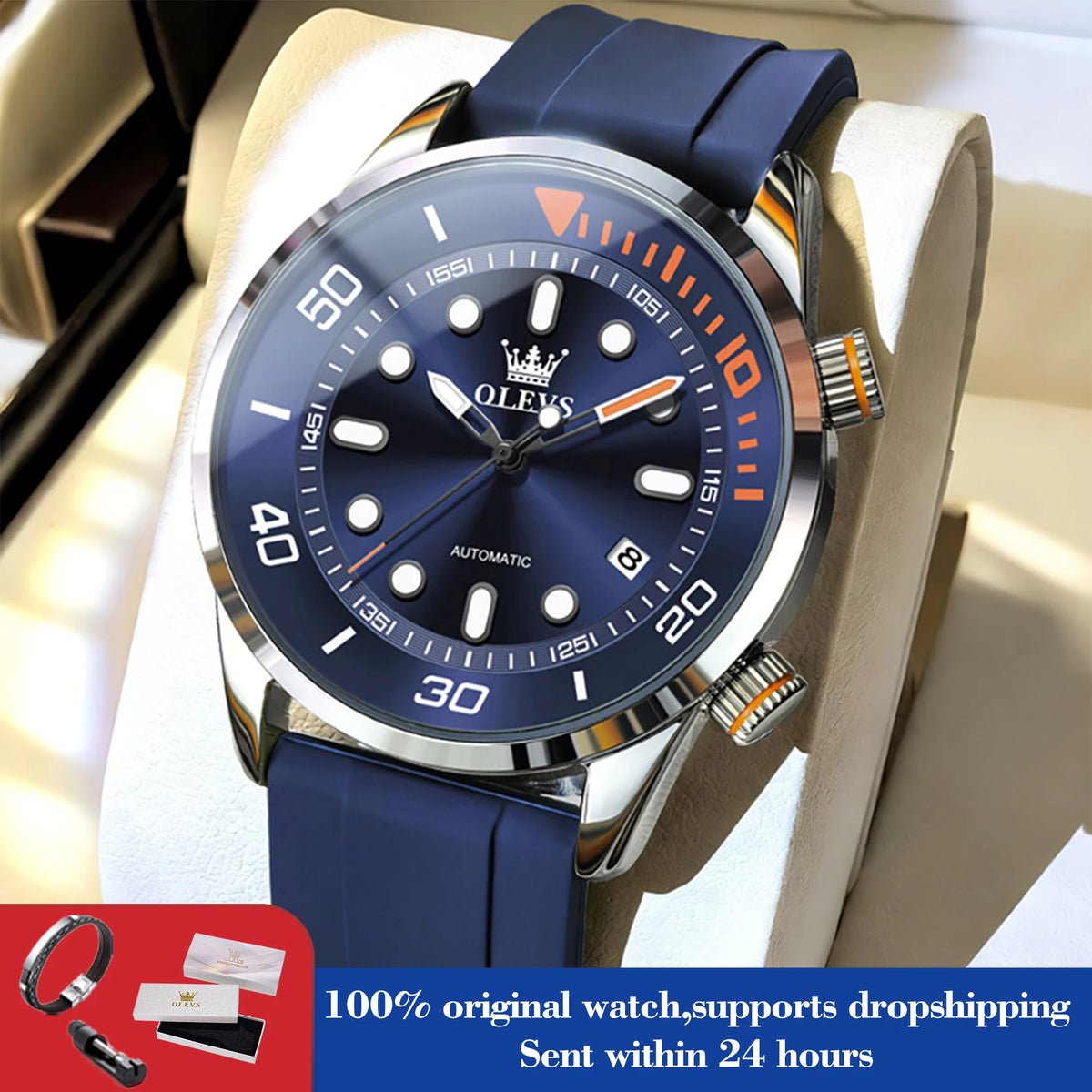 OLEVS Watches for Men Top Luxury Brand Automatic Mechanical Watch Super Waterproof Luminous Swim Diving Watch Reloj 6751