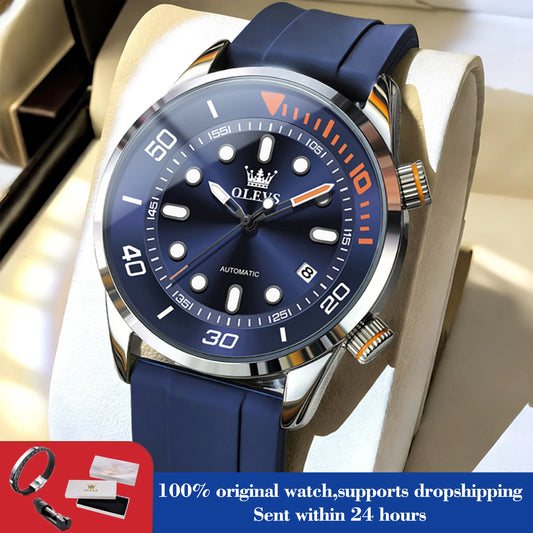OLEVS Watches for Men Top Luxury Brand Automatic Mechanical Watch Super Waterproof Luminous Swim Diving Watch Reloj 6751