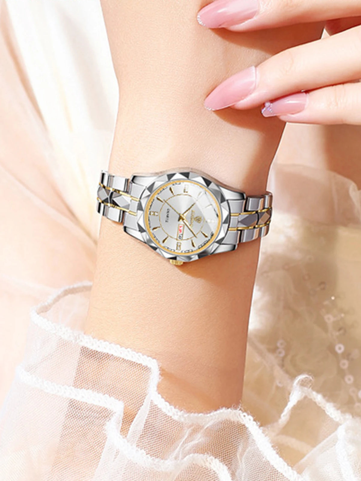 BINBOND Fashion Couple Watches Waterproof Diamond Valentine Day Lover Gift Stainless Steel Watch Men Women Quartz Watch 2pcs
