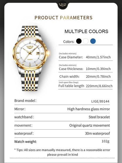 LIGE New Waterproof Watches Women Fashion Women's Bracelet Watch Top Brand Luxury Date Quartz Watch for Women Relogio Feminino