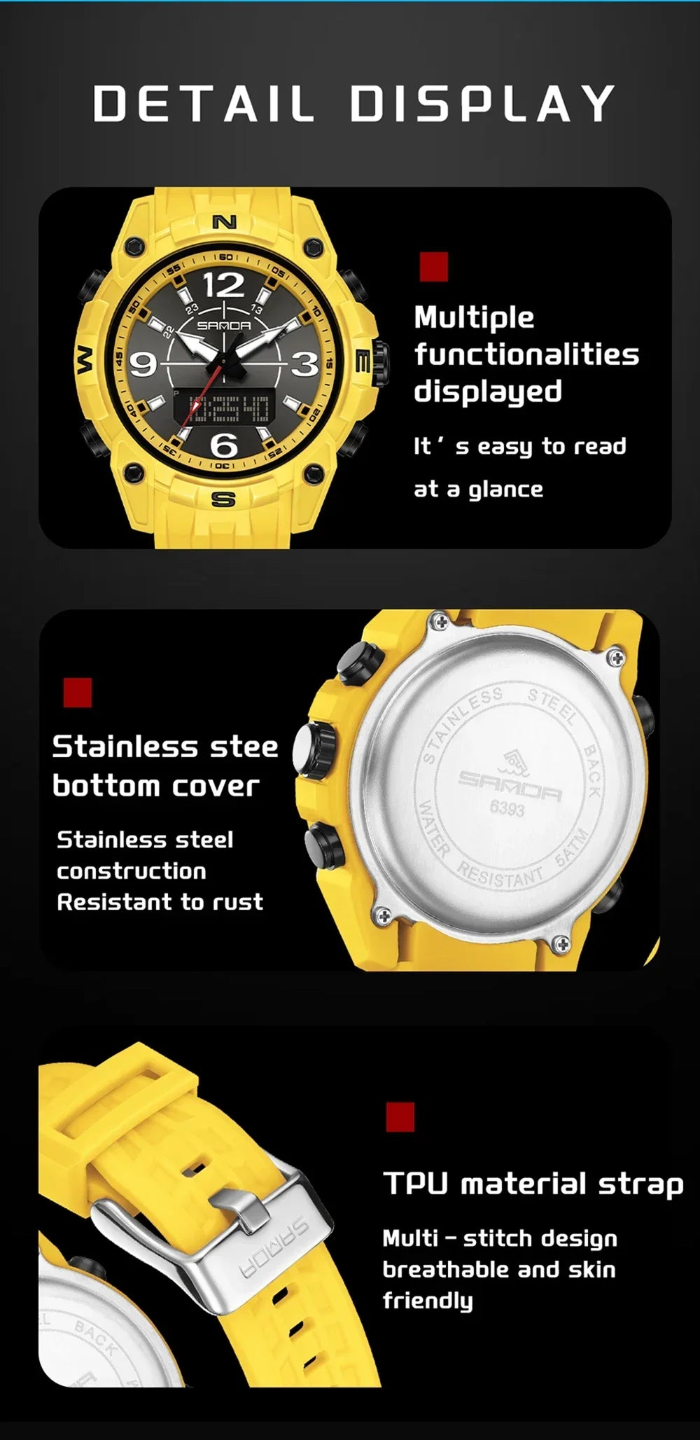 SANDA Sports Watches Men LED Watch New Waterproof Digital Wrist Watches Shockproof Sports Watches for Man Electrionic Clock