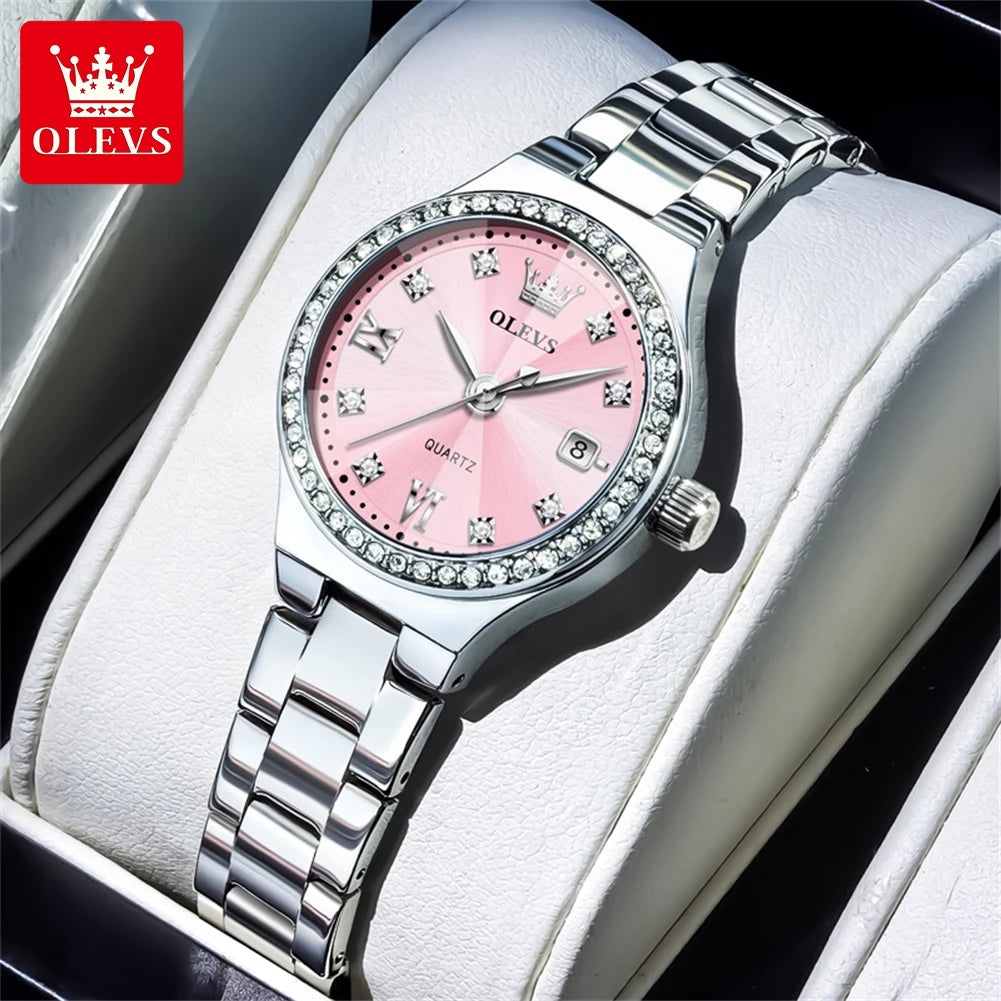 OLEVS 2026 New Women's Wristwatch Elegant Luxury Quartz Watch For Women Fashion Waterproof Watches Stainless Steel Ladies Clock