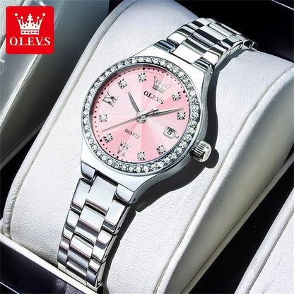 OLEVS 2026 New Women's Wristwatch Elegant Luxury Quartz Watch For Women Fashion Waterproof Watches Stainless Steel Ladies Clock