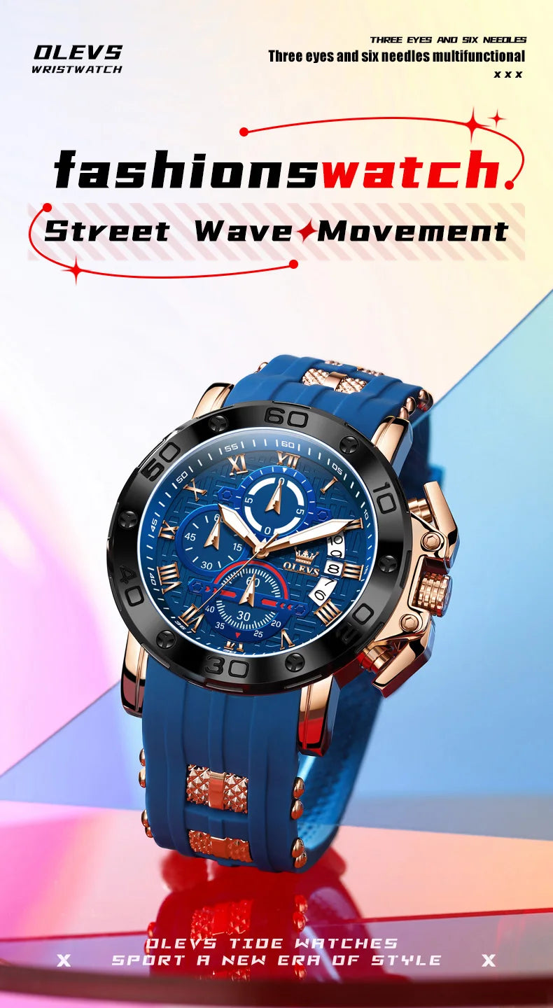 OLEVS Sports Watches For Man Multifunctional Quartz Watch﻿ Waterproof Luminous Date Watches Man Gift Luxury Brand Reloj 9986
