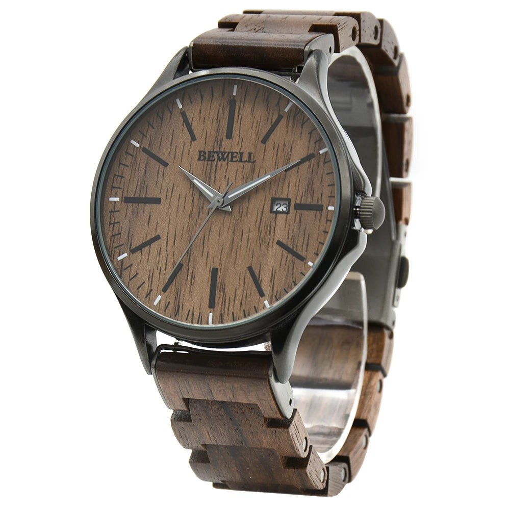 Men's Handmade Wooden Wrist Watch Fashion Minimalist Slim Analog Quartz Watch for Men