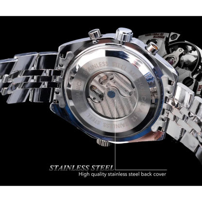 JARAGAR 212 Elegant Automatic Mechanical Watches for Man Hollowing Dial Chronograph Luminous Multifunctional Men Wristwatch