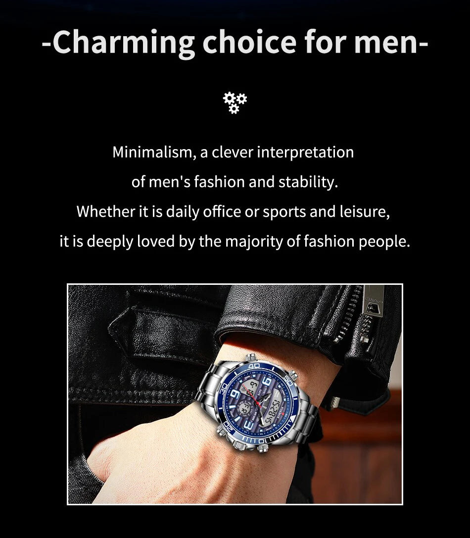 2024 Top Brand Luxury Digital Mens Watches Top Luxury Sport Quartz Wristwatch For Men All Steel Military Waterproof Clock+Box