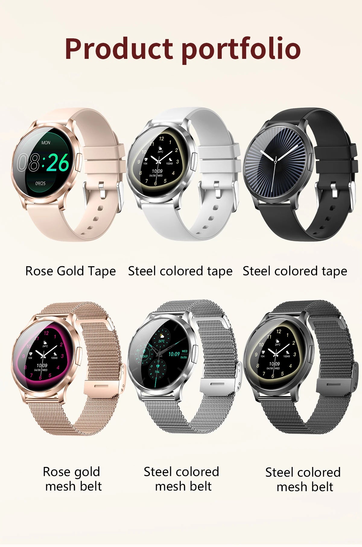 2026New Ladies' Smart Watch AMOLED Display Custom Dial Sport Fitness Health Tracke Waterproof Bracelet Music Digital Clock Women