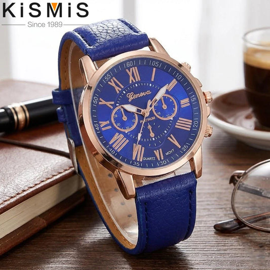Fashion Geneva Three Eye Six Pin Roman Numerals Quartz Watch Casual Couple Watch for Women and Men