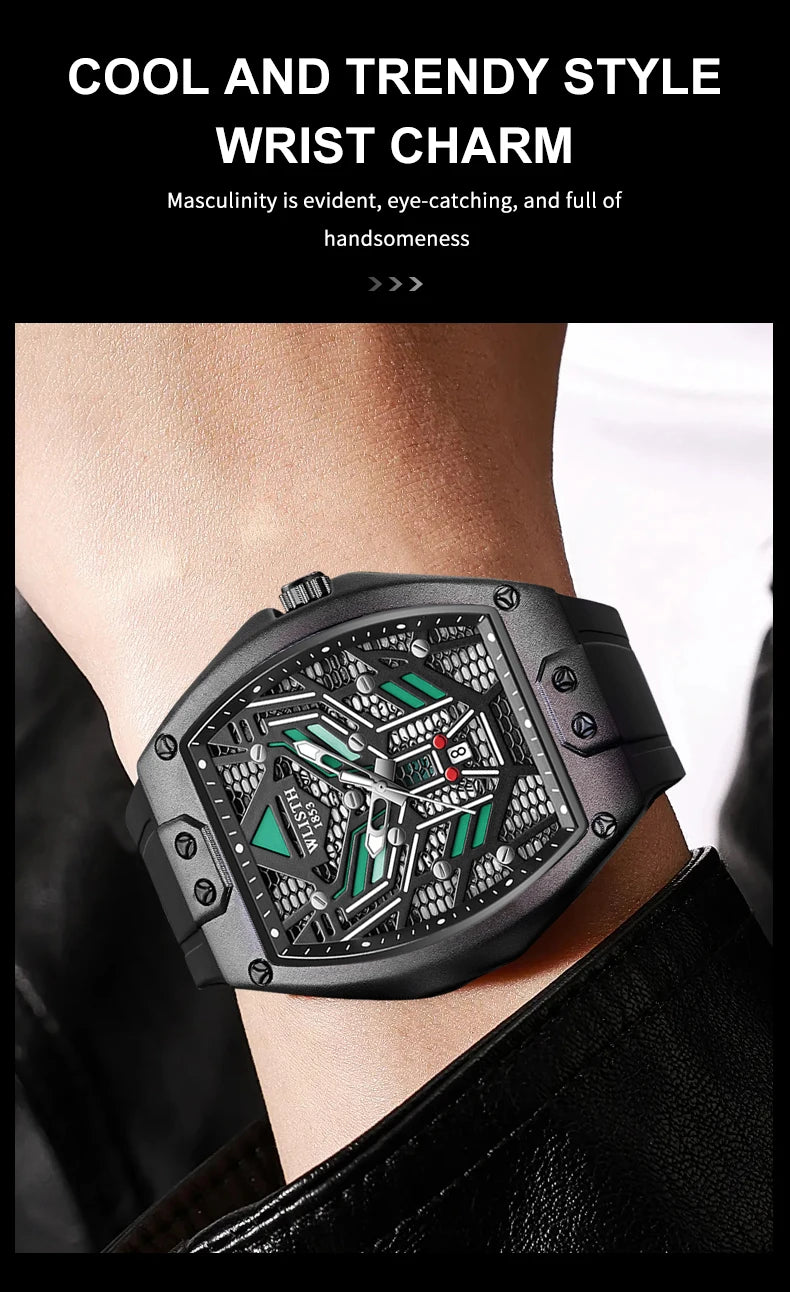 2025 Fashion Luxury Wine Barrel Shaped Watches for Man Quartz Wristwatch for Male Watch Luminous Waterproof Trendy Clock reloj
