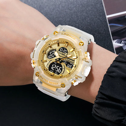 Fashion LOQNCE 98007 Men's Watch 5ATM Waterproof Watches for Men High Quality Dual Movement Multifunctional Electronics Watch