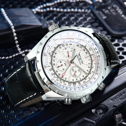 JARAGAR Sports Mens Watches Top Brand Luxury Automatic Mechanical Watch for Men Leather Steel Strap Military Wristwatches Gifts