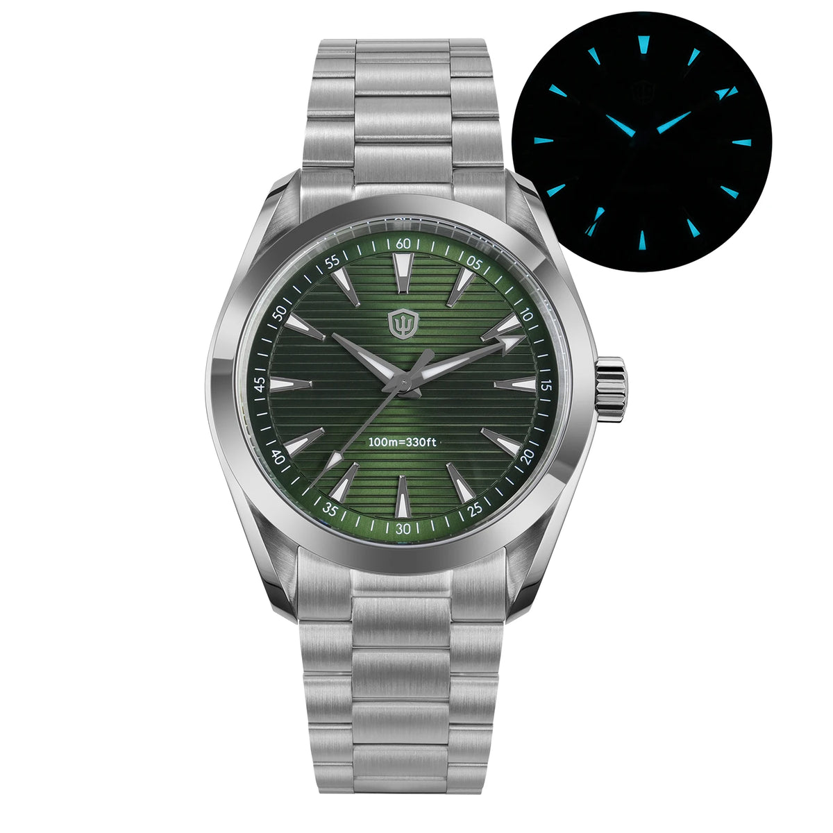 Watchdives WD0006B VH31 Quartz Wristwatches White Mops Dial AR Sapphire Luminous BGW9 100M Waterproof 38Mm Stainless Steel Watch