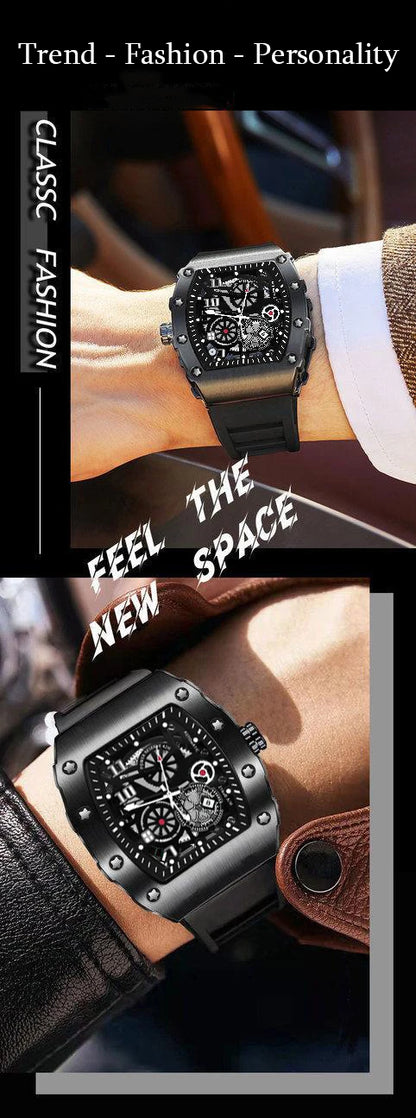 Men's Watch Sports Brand Fashion Trend Fully Automatic Quartz Wristwatch Hollow Waterproof Black Warrior Male Clock Watches