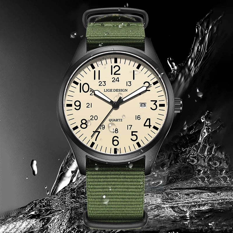 New Fashion LIGE Fashion Man Watch Outdoor Casual Sport Classic Auto Date Waterproof Luminous Quartz Watches Male Wear-resistant
