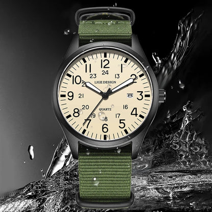 New Fashion LIGE Fashion Man Watch Outdoor Casual Sport Classic Auto Date Waterproof Luminous Quartz Watches Male Wear-resistant