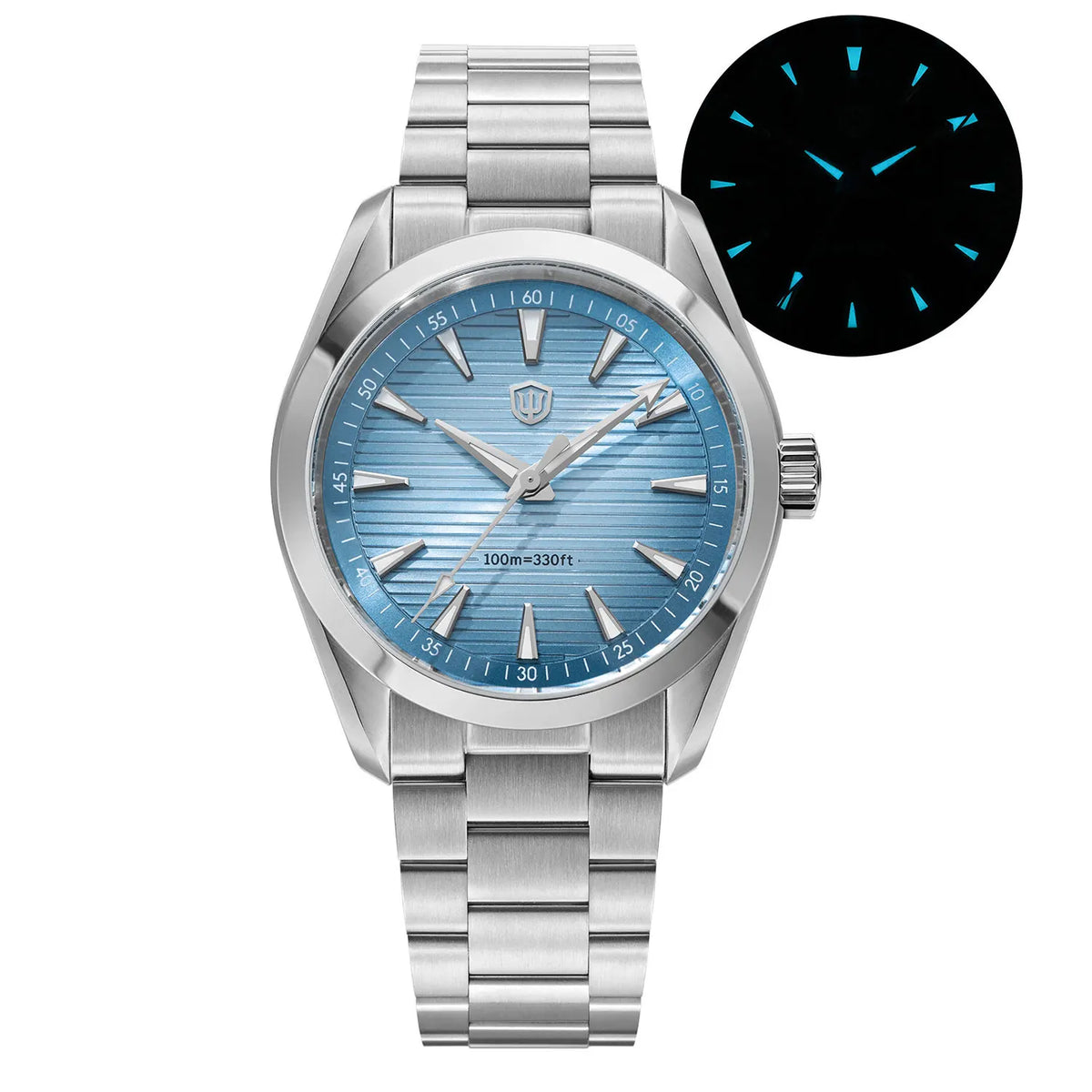 Watchdives WD0006B VH31 Quartz Wristwatches White Mops Dial AR Sapphire Luminous BGW9 100M Waterproof 38Mm Stainless Steel Watch