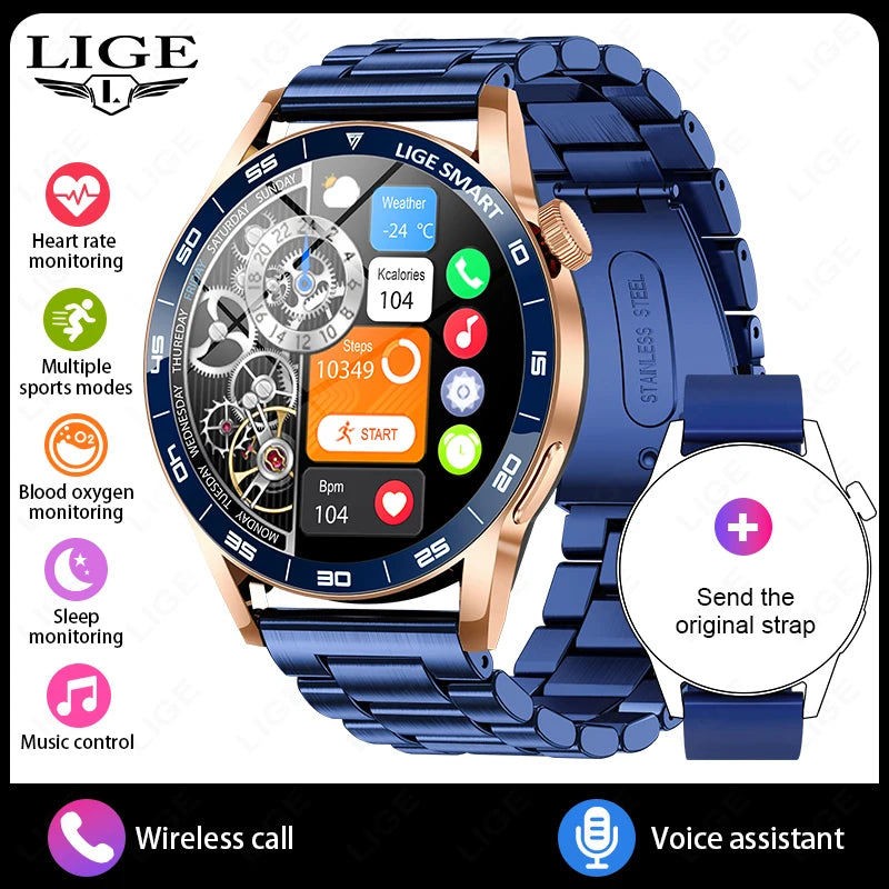 LIGE 2026 New Smartwatch Men For Android iOS Phone 1.38" HD Bluetooth Call Heart Rate Monitor Waterproof Sport Smart Watch Women