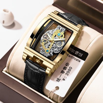 Hot Fashion Men Watch Top Brand Luxury Business Quartz Mens Watches Waterproof Hollow Out Wristwatch Men Gold Relogio Masculino
