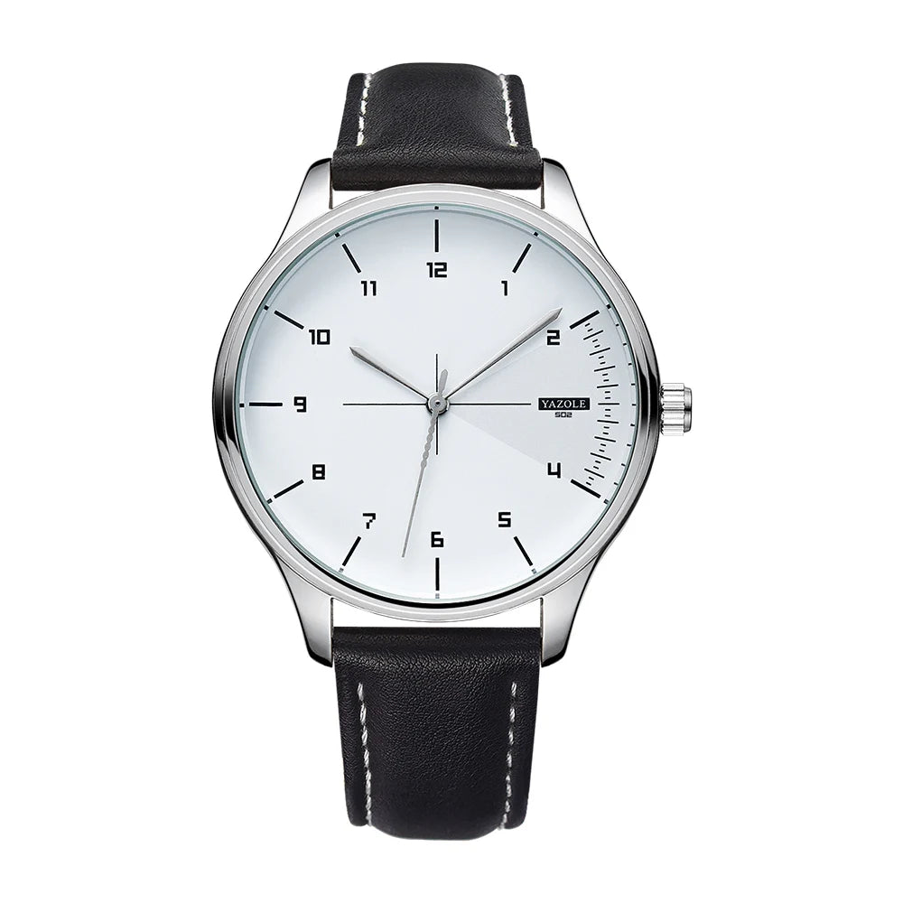 Fashion Men's Watches Top Brand Luxury Metal Case Quartz Wrist Watches Simple Casual Leather Belt Mens Watch Clock Reloj Hombre