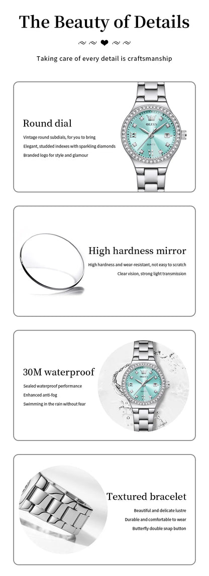 OLEVS 2026 New Women's Wristwatch Elegant Luxury Quartz Watch For Women Fashion Waterproof Watches Stainless Steel Ladies Clock