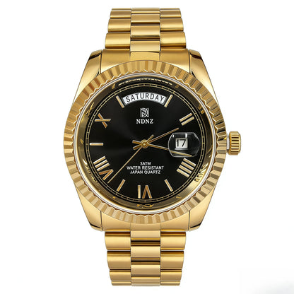Fashionable waterproof couple's wristwatch, men business quartz watch, date and timing function, steel strap, Japanese movement