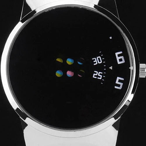 New Fashion Sport White Watches Men Ceative Dial Moveable Digital Watch Leather Band Quartz Wristwatches Men Relogio Masculino