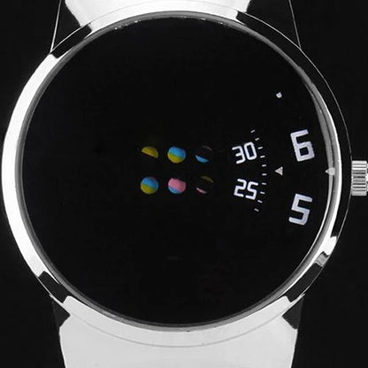 New Fashion Sport White Watches Men Ceative Dial Moveable Digital Watch Leather Band Quartz Wristwatches Men Relogio Masculino