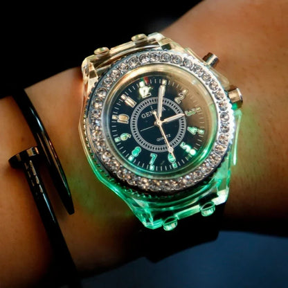 Luminous Fashion Colorful LED Glowing Watches For Men And Women Student Watches Fluorescent Quartz Watches