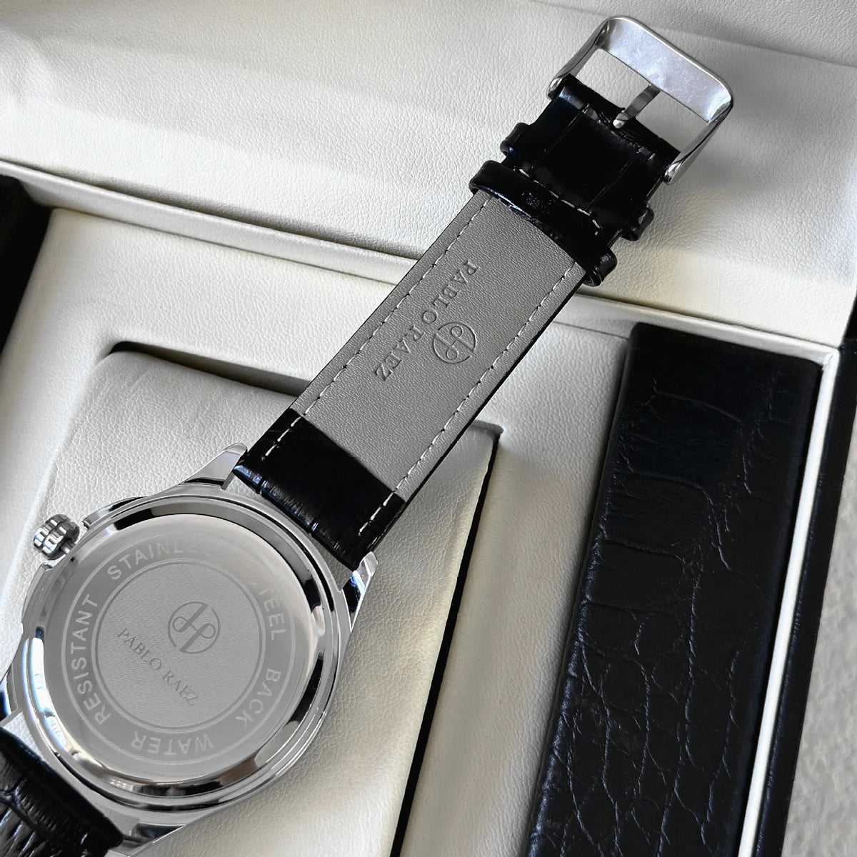 Genuine Men Wristwatch Business Sweep Movement Folding Fan Pattern Handsome Watches high-quality Leather Strap Clock  Has box