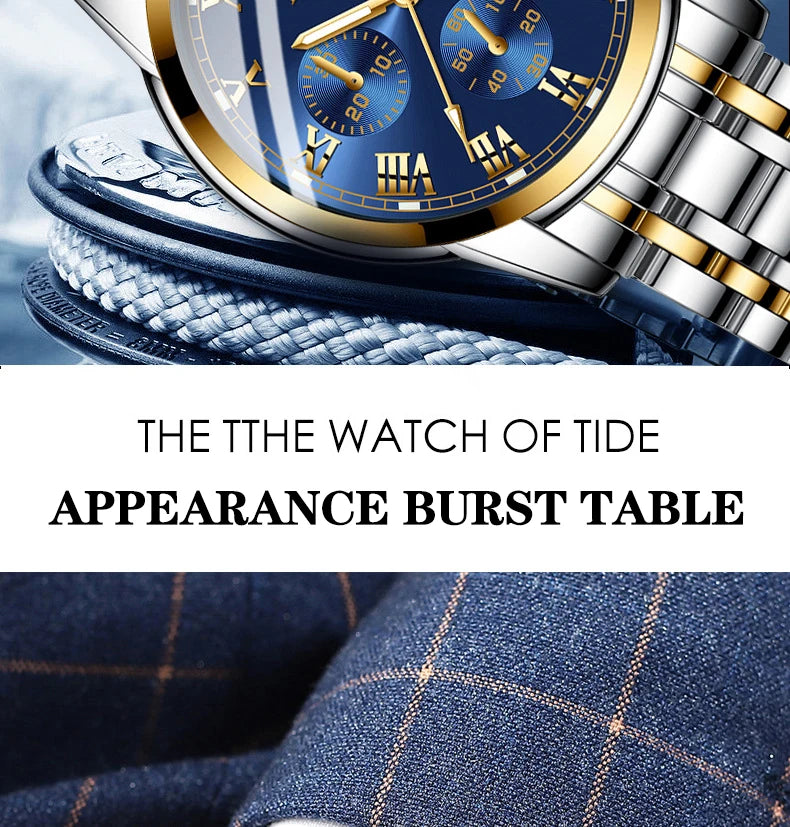 BINBOND Fashion 2pcs/Set Couple Watches Casual Men Ladies for Quartz Watch Lover Waterproof Stainless Steel Valentine Gift Watch