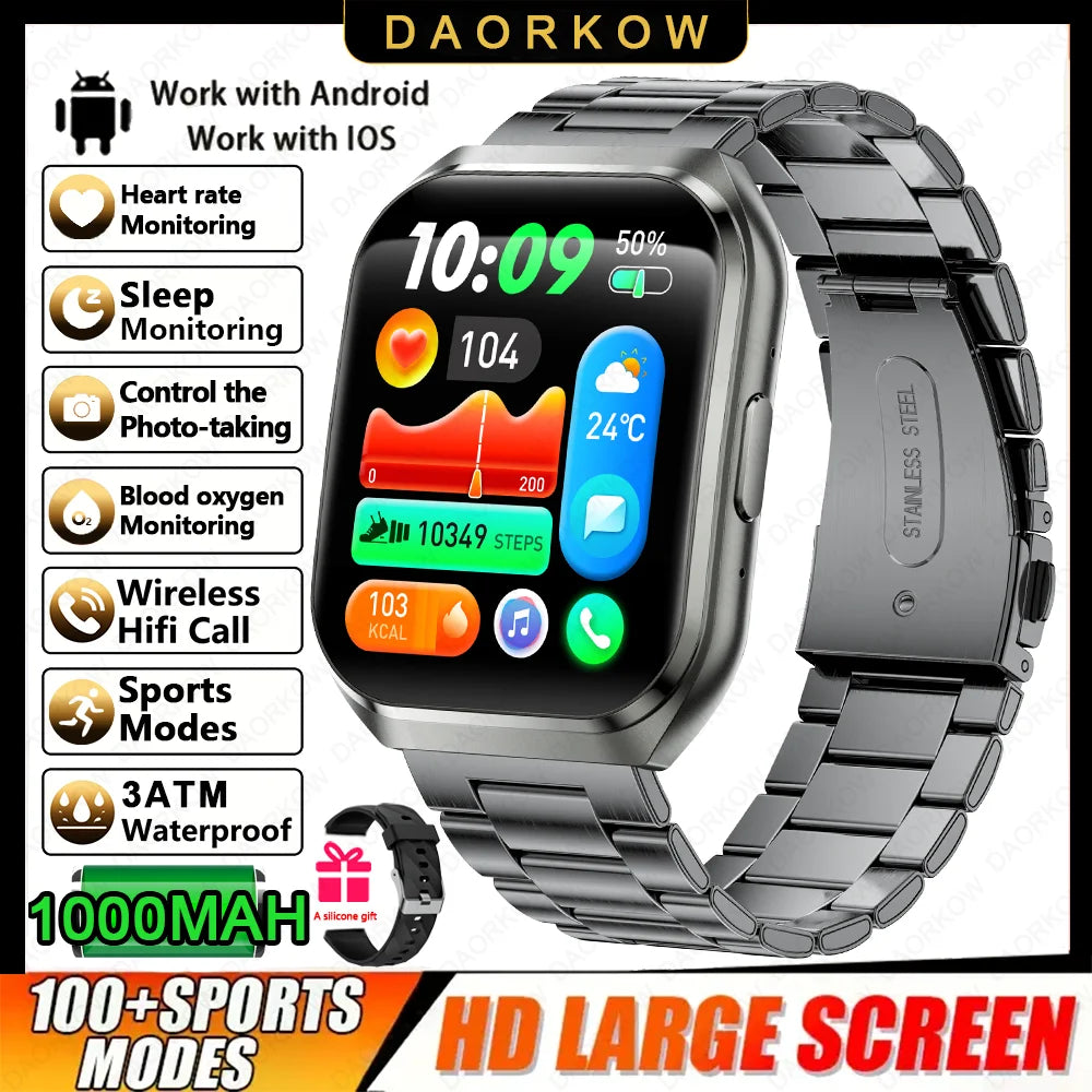 2026 NEW Smart Watch 1000mAh Large Battery Sports Modes Tracker Heart Rate Bluetooth Call 1.83'' HD Screen Waterproof GPS Woman