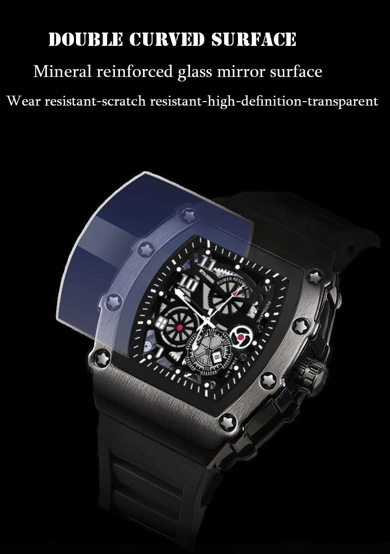 Men's Watch Sports Brand Fashion Trend Fully Automatic Quartz Wristwatch Hollow Waterproof Black Warrior Male Clock Watches